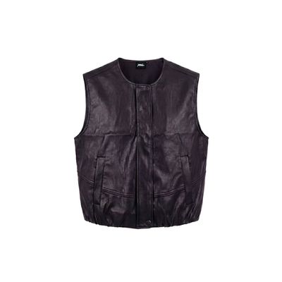 POOOLS leather look gilet