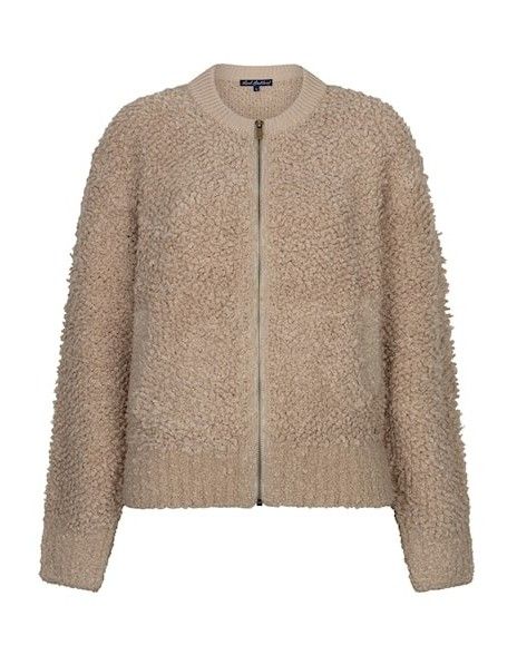 RED BUTTON bomder jacket bouclé