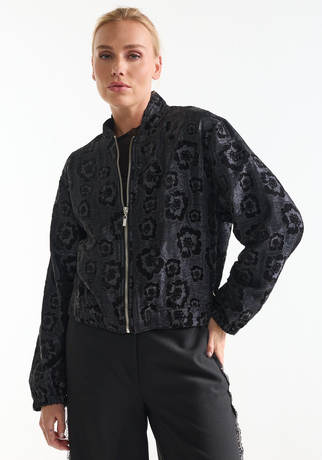 JNSN bomber jacket bloemstructuur