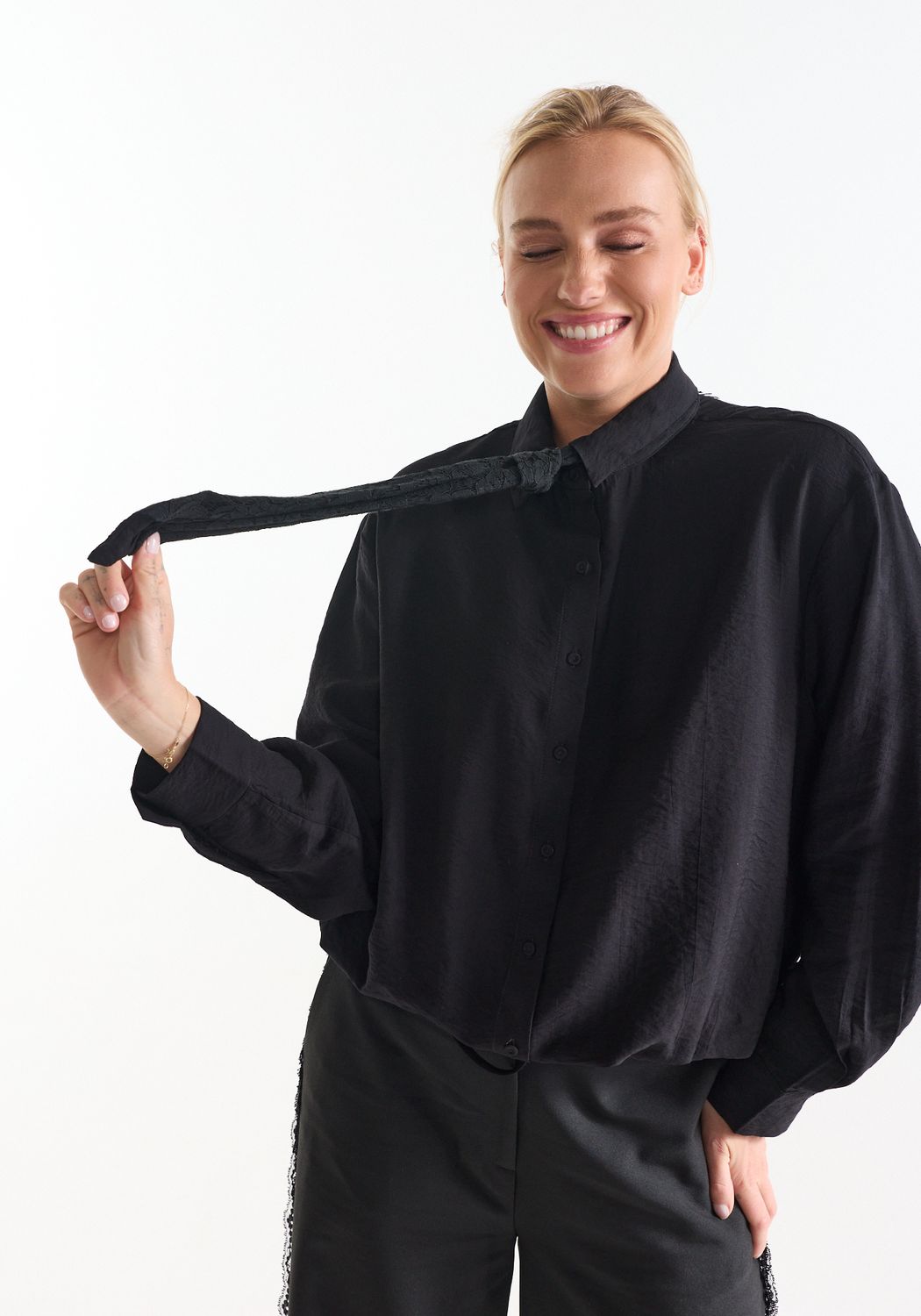 JNSN blouse met kanten details