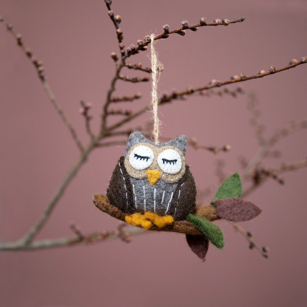 Sjaal met verhaal - Hanger uil bruin