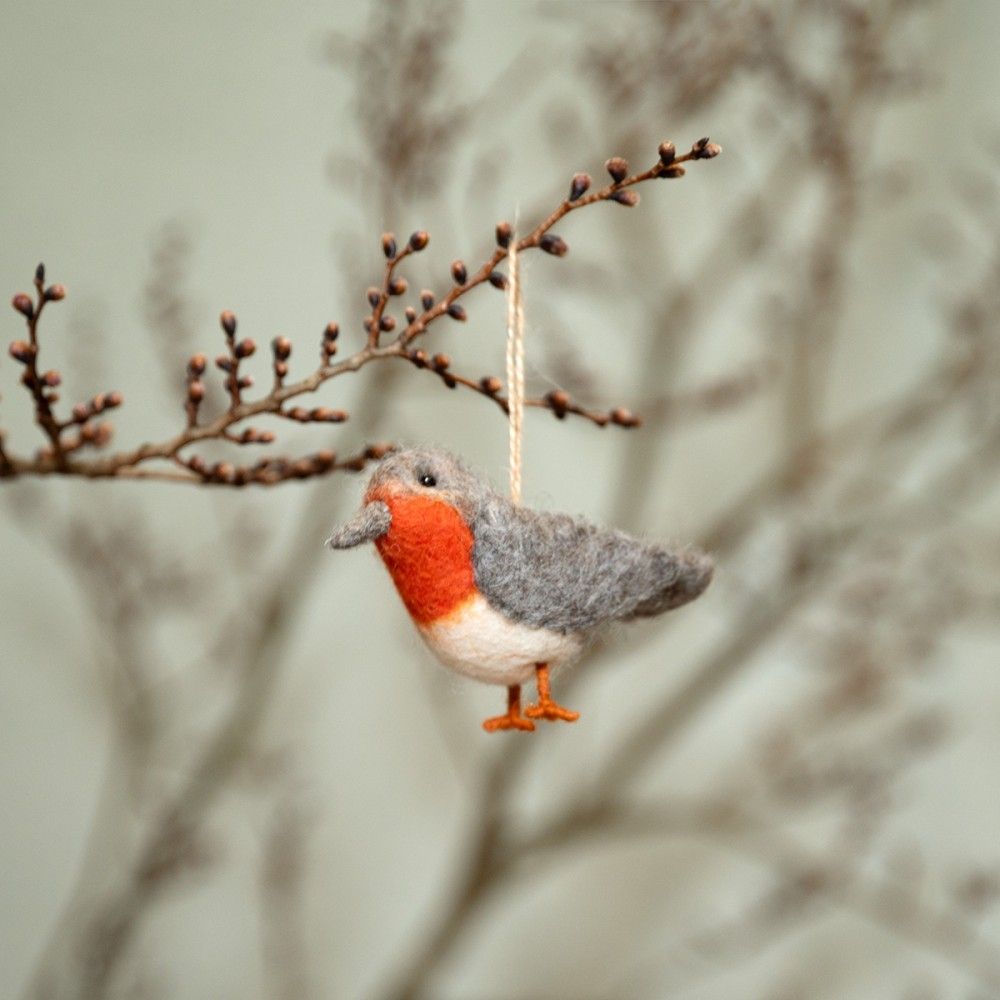Sjaal met verhaal - Roodborstje bruin