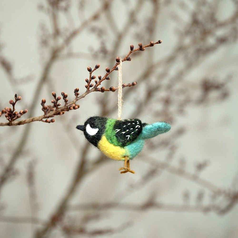 Sjaal met verhaal - Koolmeesje groen