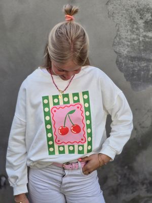 Aline - Cherry sweater - white