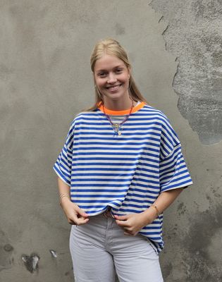 Aline - Striped tee - kobalt
