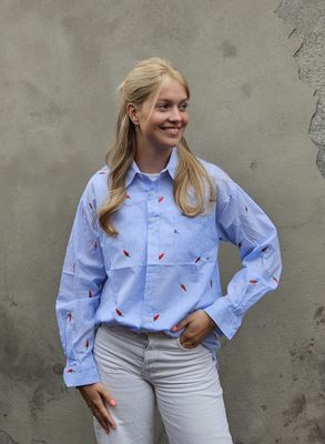 Aline - blouse pepertjes - blue