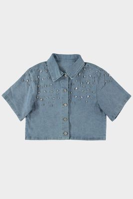 Aline - denimjasje strass denim S/M