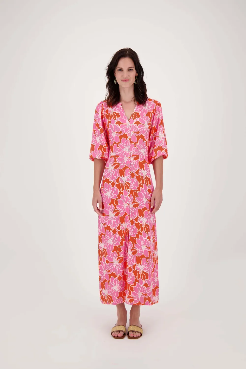 Zusss 0301-107 jurk bloemen  koraal