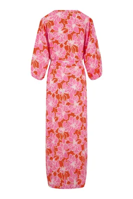 Zusss 0301-107 jurk bloemen  koraal