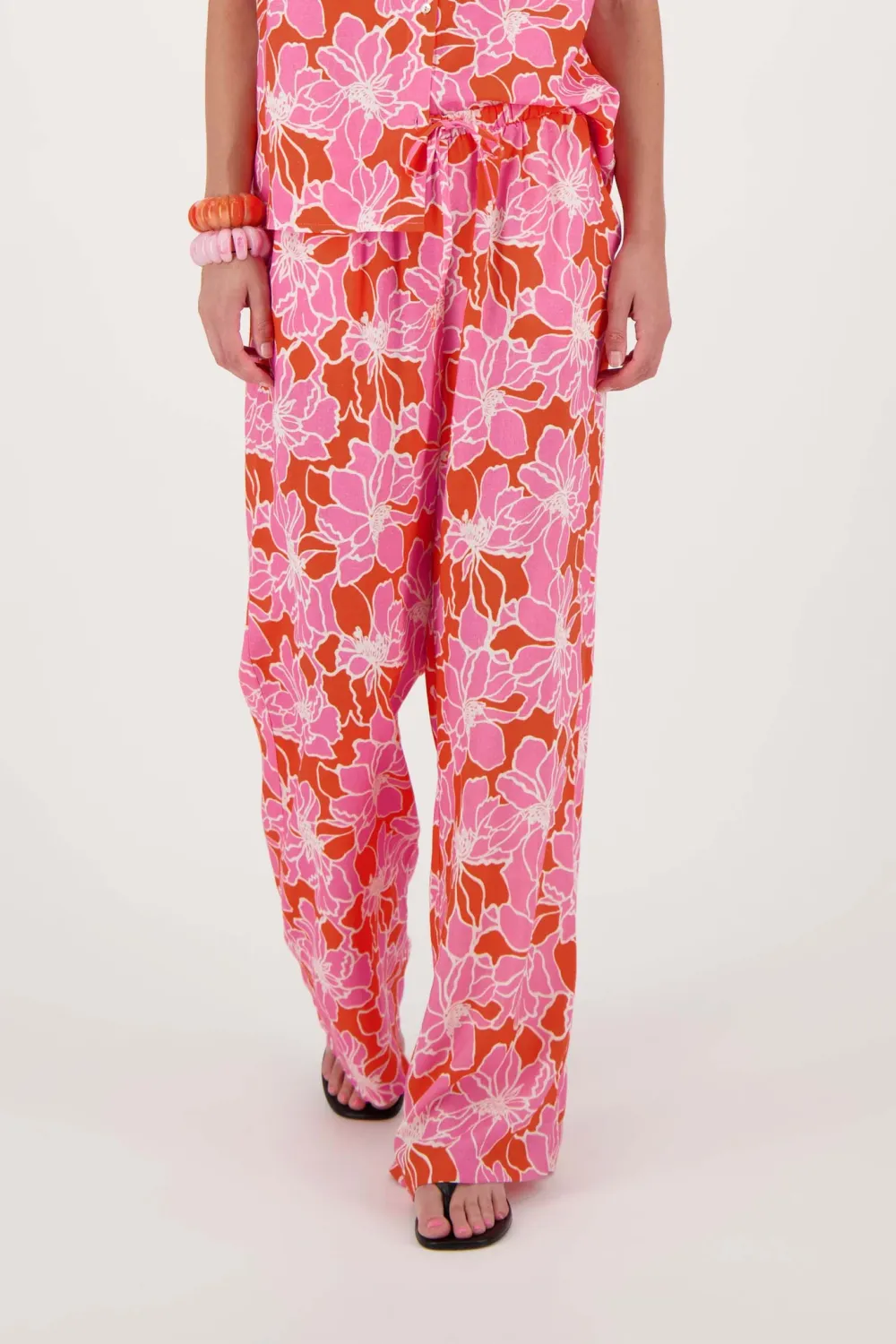 Zusss 0303-068 broek bloem oranje met rose