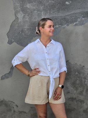 Aline - linnen short zand M/L