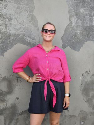 Aline - short linnenlook navy