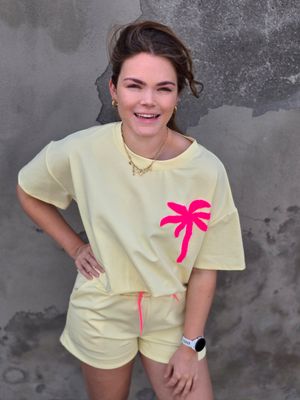 Aline - palm set short geel