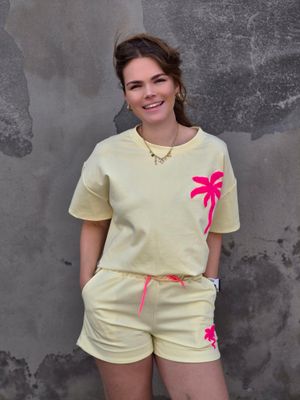Aline - palm set short geel