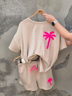 Aline - palm set short beige