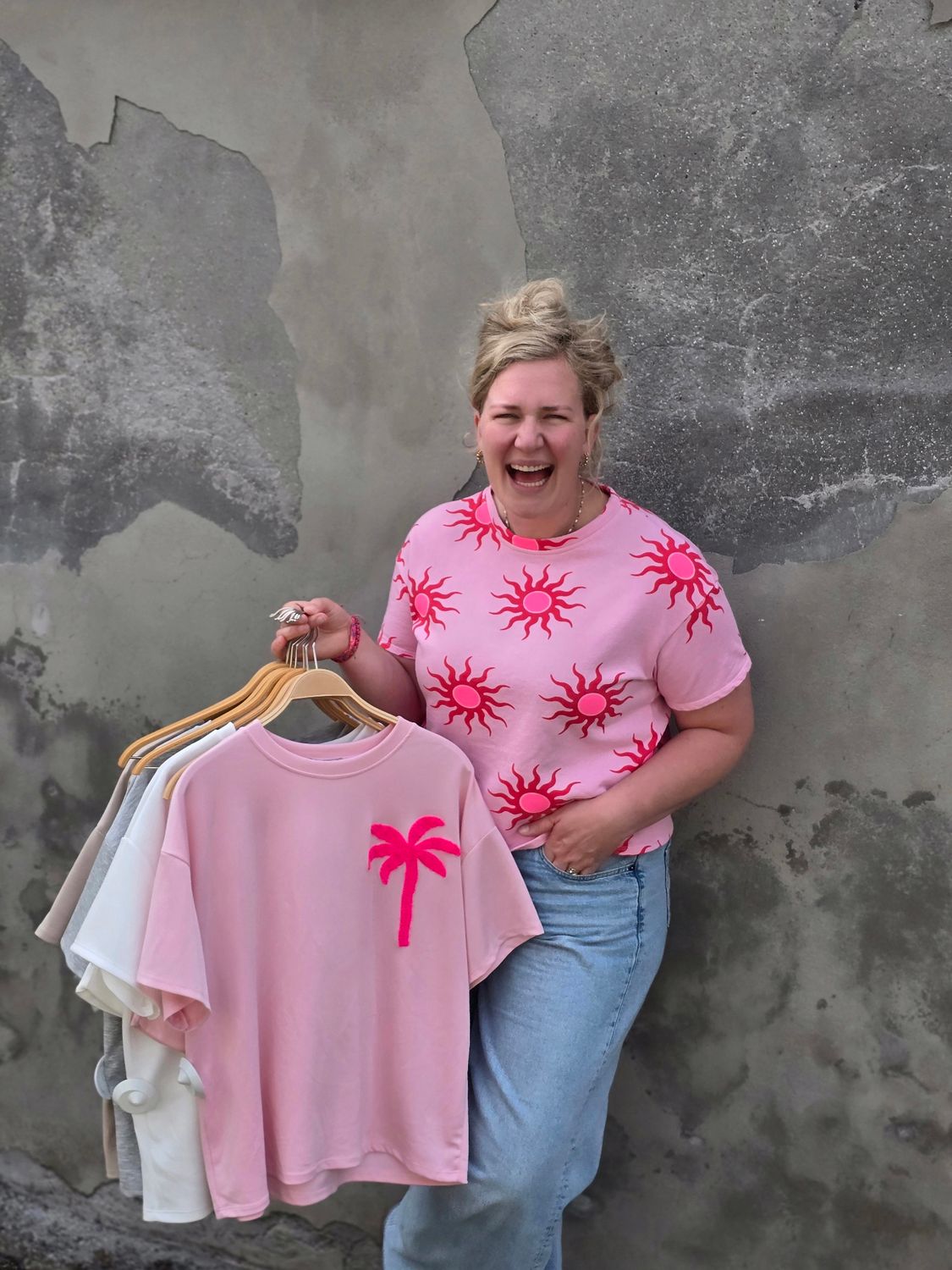 Aline - sweattop zon rose