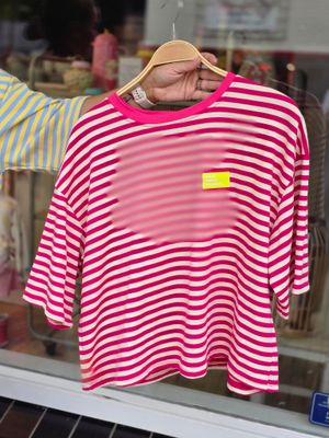 Aline - t-shirt streep fuchsia
