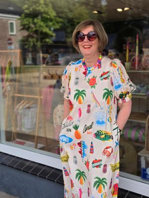 Aline - jurk zeeprint offwhite