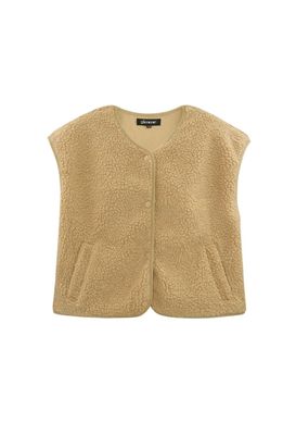 Aline - teddy gilet camel