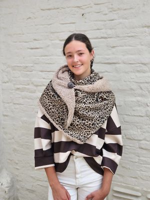 Aline - omslagsjaal teddy/leo taupe