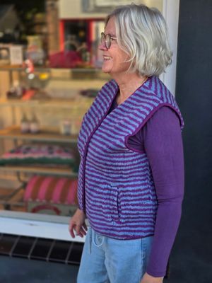 Aline - streep teddy gilet blue/purple Aline - streep teddy gilet blue/purple