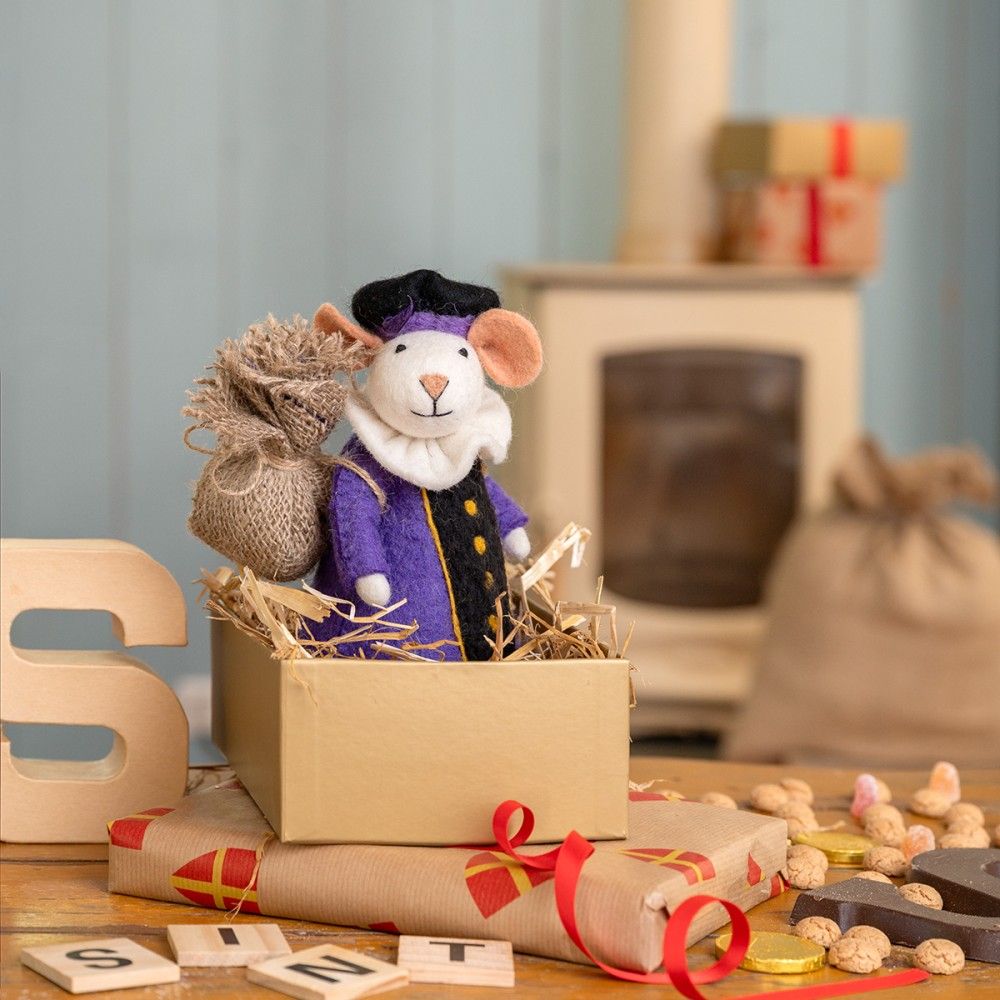 Sjaal met verhaal - Muis Pietermuis paars