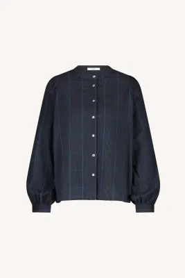By-Bar Rikki check blouse 25512051 blue