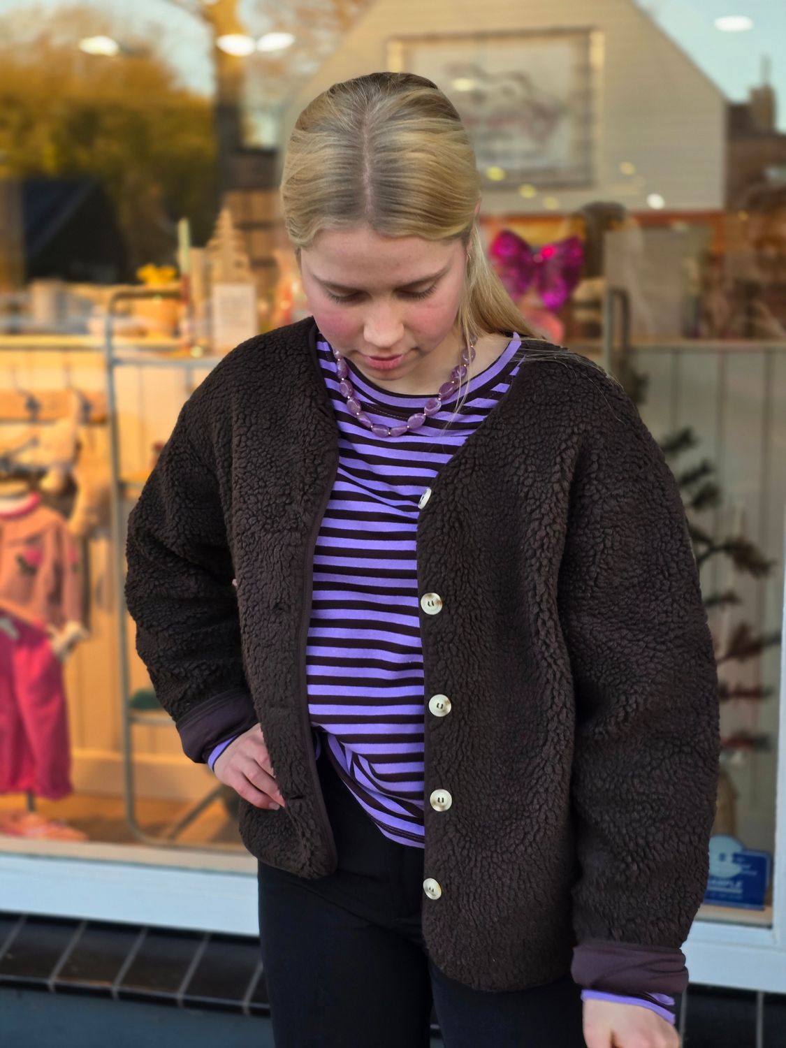 Aline - teddy jacket donkerbruin