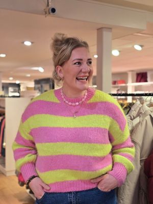 Aline - pullover stripe lime/pink