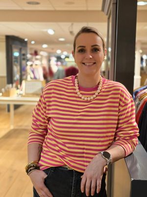 Aline - striped sweater Iris yellow/fuchsia