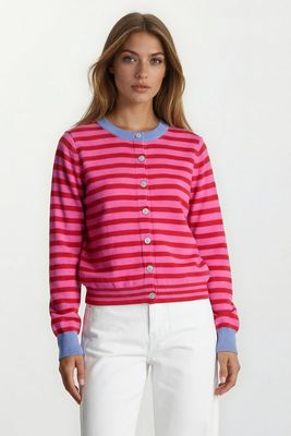 Aline vestje streep fuchsia