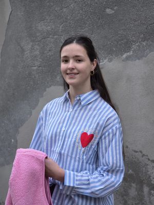 Aline - blouse hartje streep blue