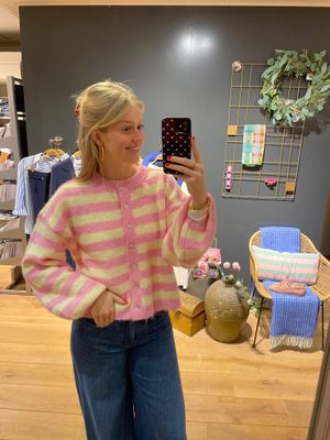 Aline - gestreept vest rose geel
