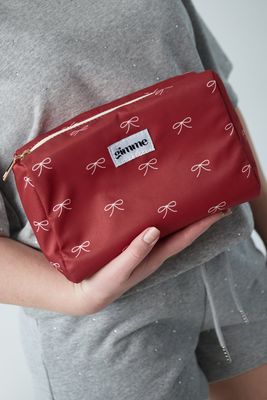 Aline toilettas strikjes rood