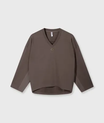 10DAYS sweater v-neck fleece 20-824-6202 moonrock