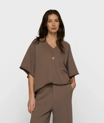 10DAYS short sleeve sweater v-neck 20-807-6202 moonrock