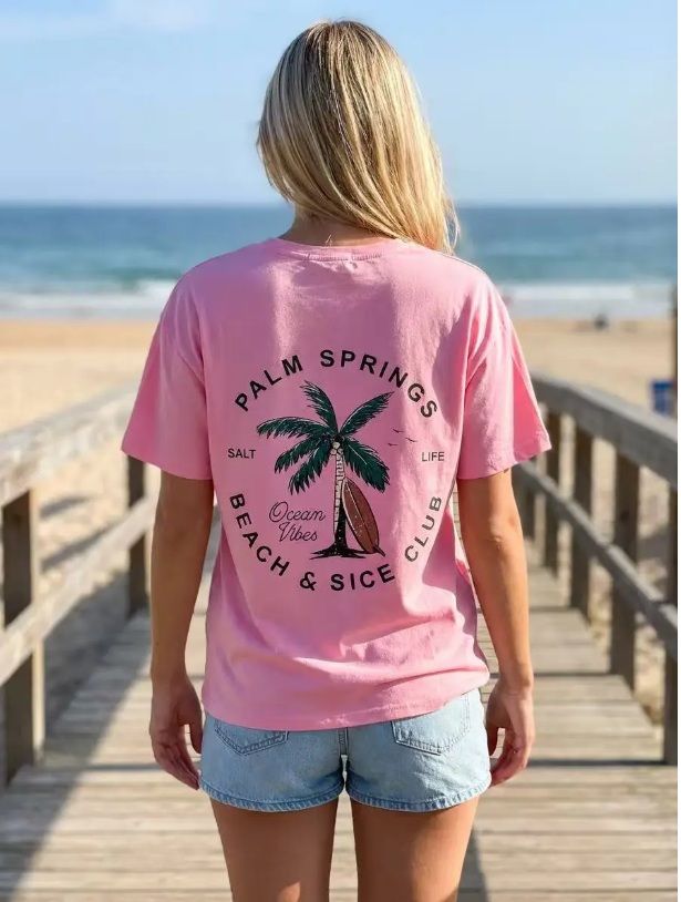 Aline t-shirt Palm Spring roze