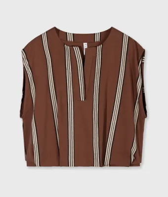 10DAYS balloon top stripes 20-759-6202 deep brown