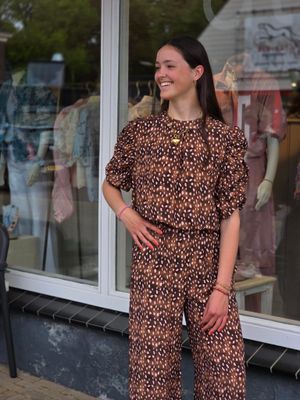Azzurro - set blouse met broek bruin