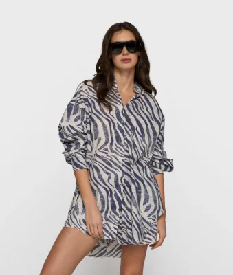 10DAYS zebra blouse 20-412-6202 light vanilla