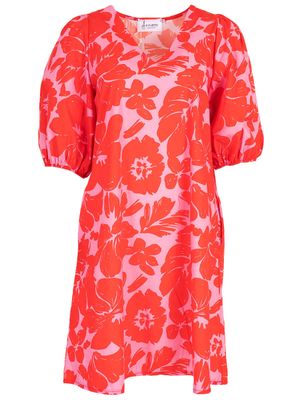 Aline - jurk v-hals pofmouw rood