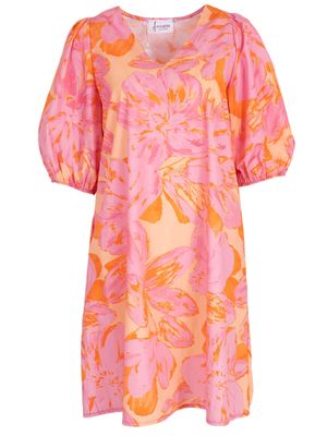 Aline - jurk v-hals pofmouw coral
