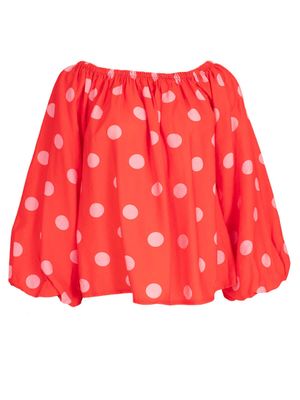 Azzurro - polkadot offshoulder A-8571 Rood/roze