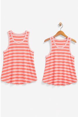 Aline - top streep mouwloos koraal/roze
