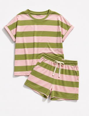 Aline - set short rose en olijf