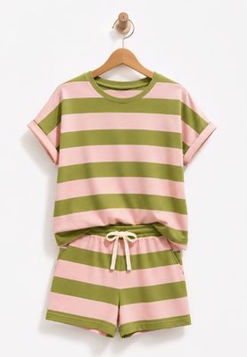 Aline - set short rose en olijf