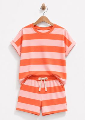 Aline - set short rose en oranje