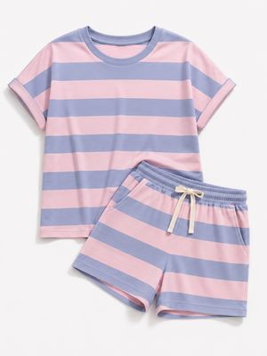 Aline - set short rose en blue