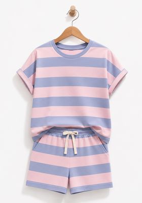 Aline - set short rose en blue