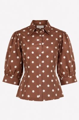 Aline - dot blouse A-93277 brown Aline - dot blouse A-93277 brown
